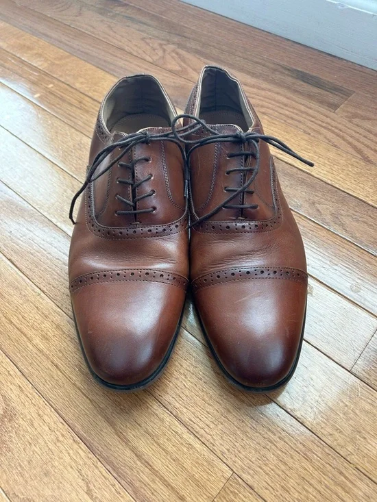 Aldo Chestnut Brown Cap-Toe Oxford Dress Shoes-size 12 - Picture 1 of 6